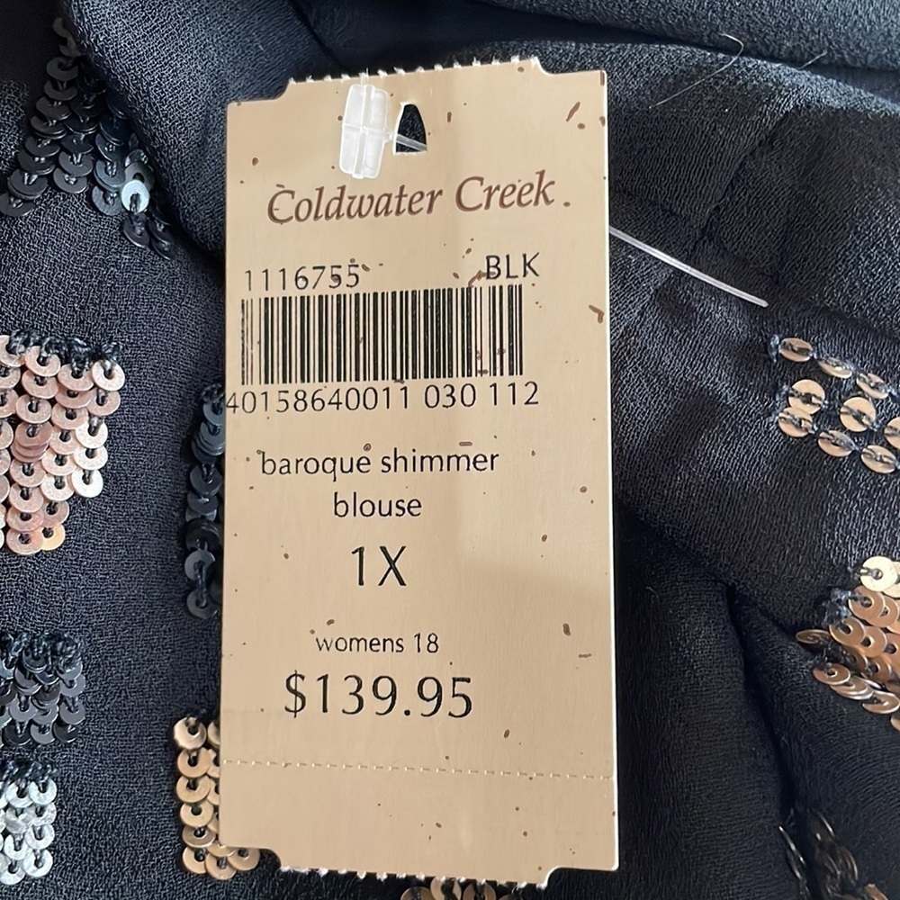 🆕 Coldwater Creek Black Shimmer Top 1X - Picture 7 of 7